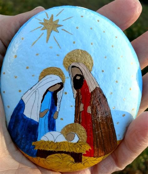 painted rock nativity